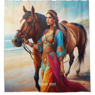 Fantasy Cute Vivid Girl Horse Sea