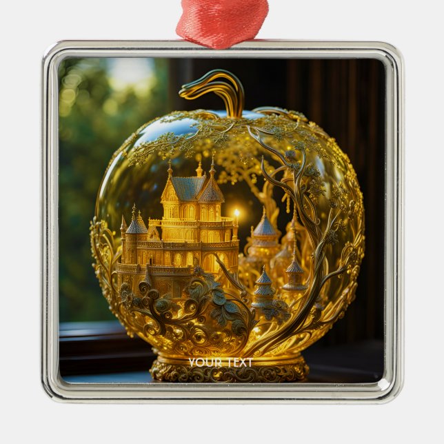 Fantasy Cute Vivid Glass Castle Light Metal Ornament (Front)
