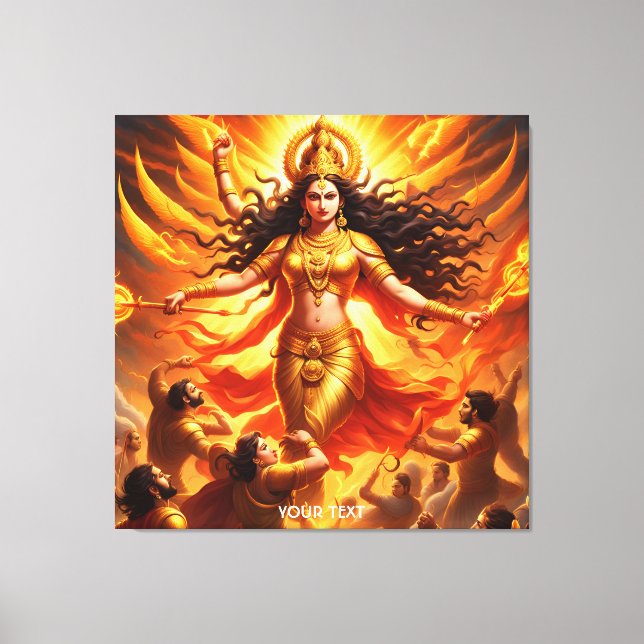 Fantasy Cute Vivid Goddess Durga Battle Canvas Print (Front)