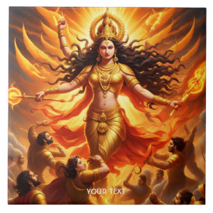 Fantasy Cute Vivid Goddess Durga Battle Tile