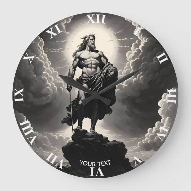 Fantasy Cute Vivid Greek God Clouds Large Clock (Front)