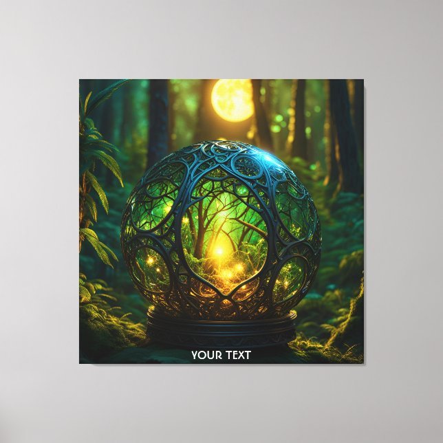 Fantasy Cute Vivid Green Sphere Forest Canvas Print (Front)