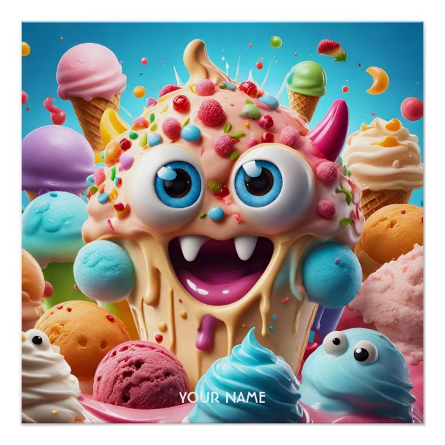 Fantasy Cute Vivid Ice Cream Funny Creature Poster (Front)