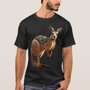 Fantasy Cute Vivid Kangaroo Portrait Flowers T-Shirt