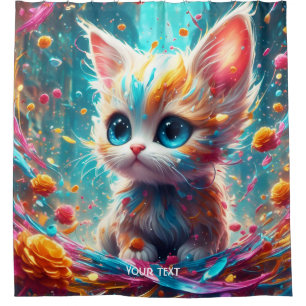Fantasy Cute Vivid Kitten Colours Flowers