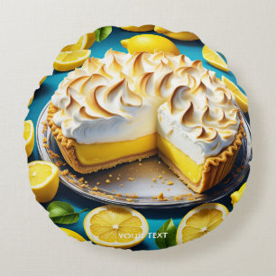 Fantasy Cute Vivid Lemon Meringue Pie Round Pillow