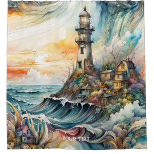 Fantasy Cute Vivid Lighthouse Cartoon Storm