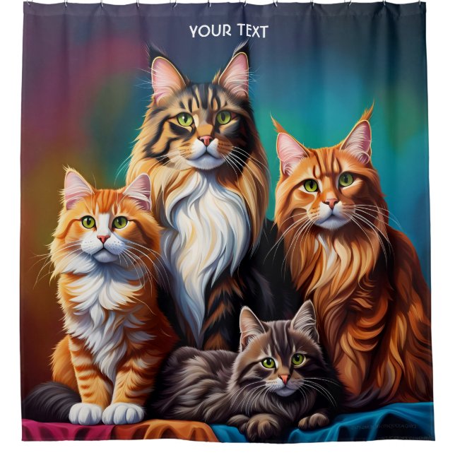 Fantasy Cute Vivid Maine Coon Family (Front)