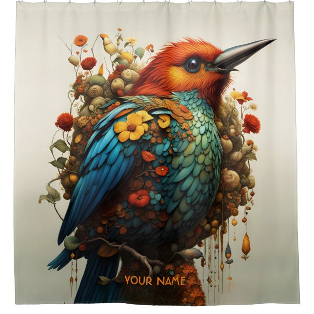 Fantasy Cute Vivid Majestic Bird Flowers (Front)