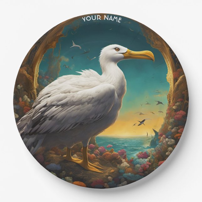 Fantasy Cute Vivid Majestic Great Albatross Paper Plate (Front)