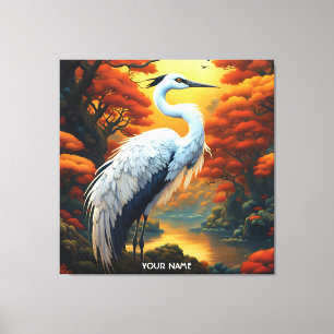 Fantasy Cute Vivid Majestic Great Crane Canvas Print