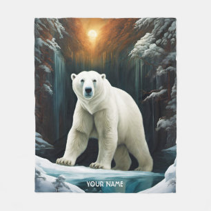 Fantasy Cute Vivid Majestic Polar Bear Fleece Blanket