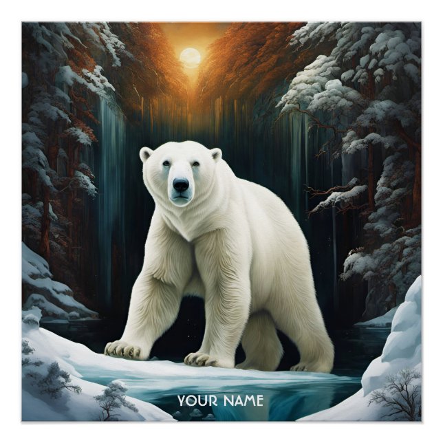 Fantasy Cute Vivid Majestic Polar Bear Poster (Front)