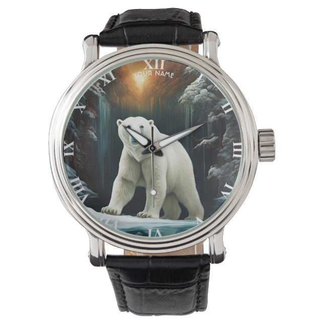 Fantasy Cute Vivid Majestic Polar Bear Watch (Front)