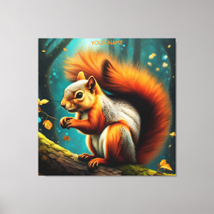 Fantasy Cute Vivid Majestic Red Squirrel Canvas Print