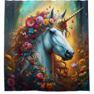 Fantasy Cute Vivid Majestic Unicorn Flowers