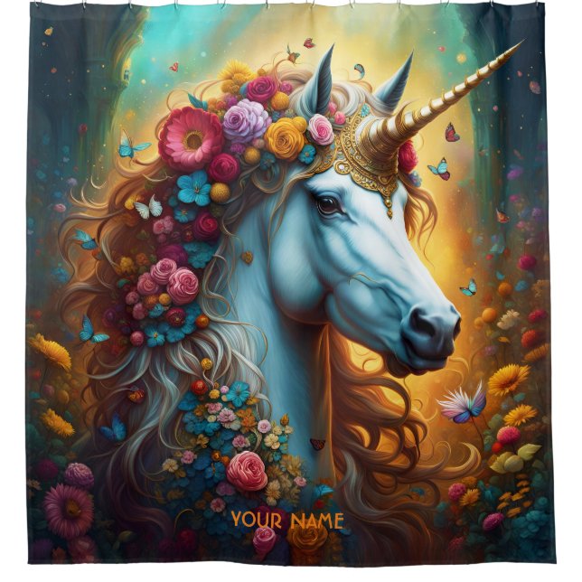 Fantasy Cute Vivid Majestic Unicorn Flowers (Front)