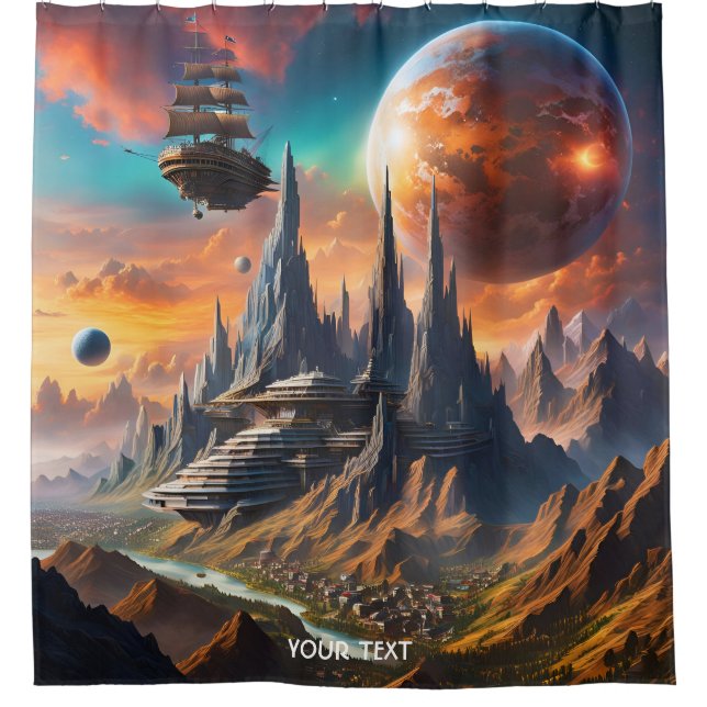 Fantasy Cute Vivid Mountains Planets Ship (Front)