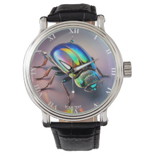 Fantasy Cute Vivid Opal Vibrant Beetle Watch