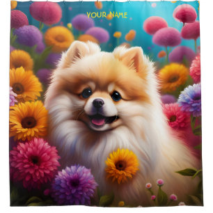 Fantasy Cute Vivid Pomeranian Baby Flowers