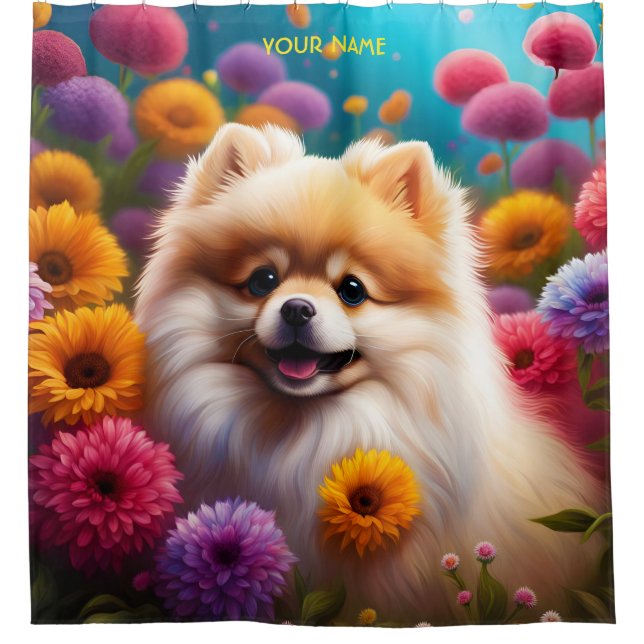 Fantasy Cute Vivid Pomeranian Baby Flowers (Front)