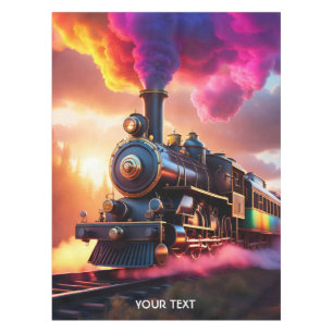 Fantasy Cute Vivid Rainbow Steampunk Train Tablecloth