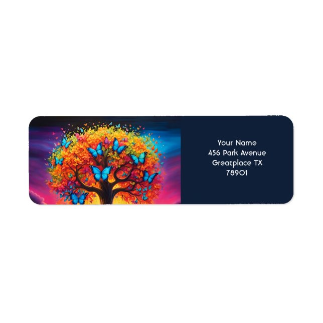 Fantasy Cute Vivid Rainbow Tree Butterflies (Front)