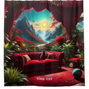 Fantasy Cute Vivid Red Couch Cat