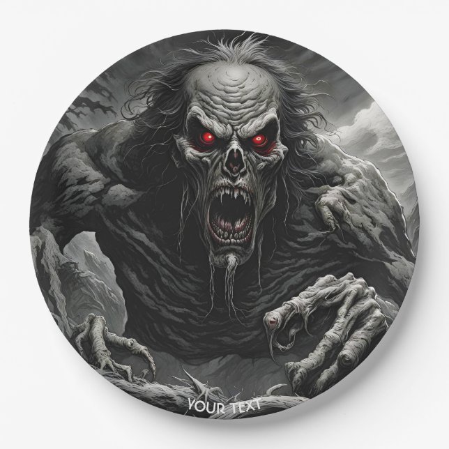 Fantasy Cute Vivid Scary Horror Creature Paper Plate (Front)