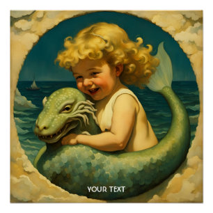 Fantasy Cute Vivid Sea Boy Pet Poster