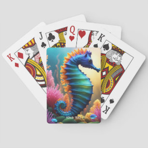 Fantasy Cute Vivid Seahorse Sea Flowers Playing Cards