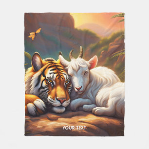 Fantasy Cute Vivid Sleeping Tiger Goat Fleece Blanket