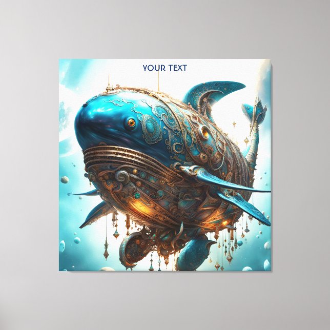 Fantasy Cute Vivid Steampunk Whale Sea Canvas Print (Front)