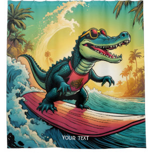 Fantasy Cute Vivid Surfing Crocodile Wave