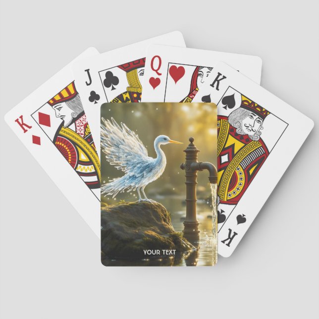 Fantasy Cute Waterbird Translucent Water Playing Cards (Back)