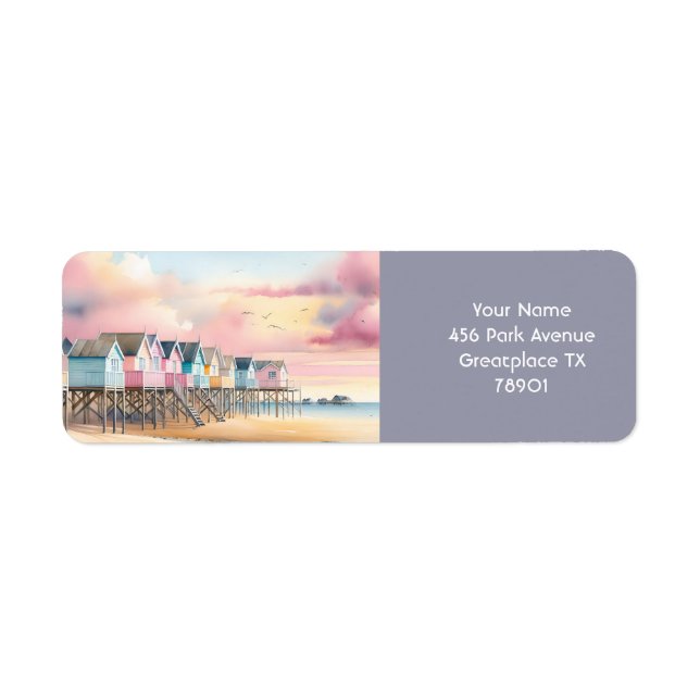 Fantasy Cute Watercolor Beach Huts (Front)