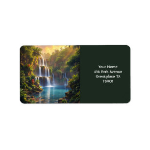 Fantasy Cute Waterfall Sunset Jungle Label