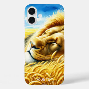 Fantasy Cute Wheat Sleeping Lion iPhone 16 Plus Case