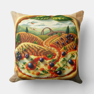 Fantasy Cute Whimsical Italian Landscape Throw Pillow