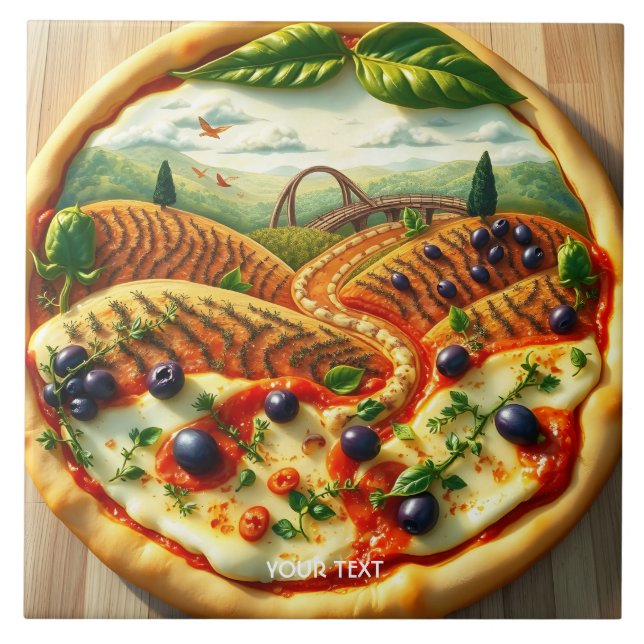 Fantasy Cute Whimsical Italian Landscape Tile (Front)
