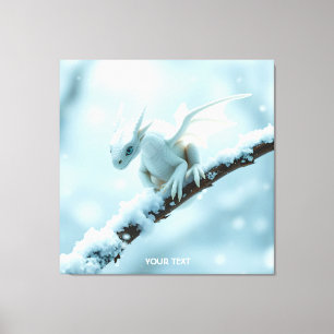 Fantasy Cute White Baby Dragon Canvas Print