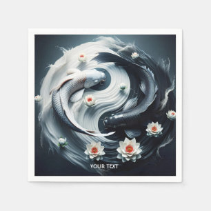 Fantasy Cute White Black Fish Napkin