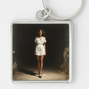 Fantasy Cute White Dress Girl Keychain