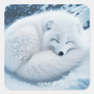 Fantasy Cute White Fox Snow  Square Sticker