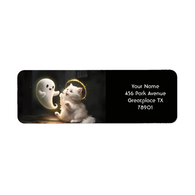 Fantasy Cute White Ghost Cat (Front)