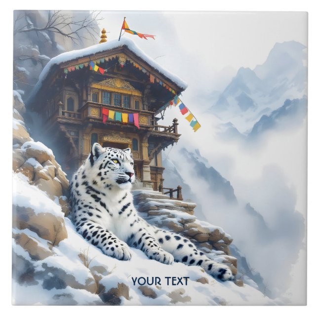 Fantasy Cute White Leopard Snow Tile (Front)