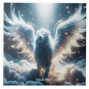 Fantasy Cute White Lion Heaven Tile