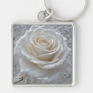 Fantasy Cute White Rose Drops Keychain