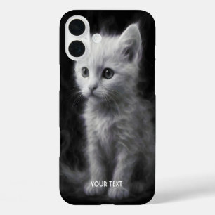 Fantasy Cute White Smoke Kitten iPhone 16 Plus Case