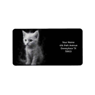 Fantasy Cute White Smoke Kitten Label